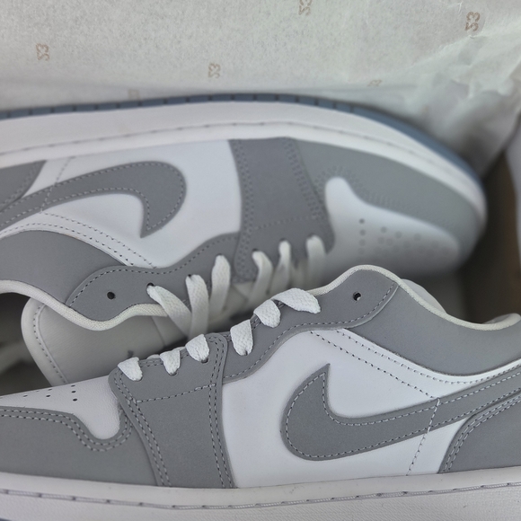 Air Jordan 1 LowWomen's Gray and White Sneakers - Picture 3 of 7